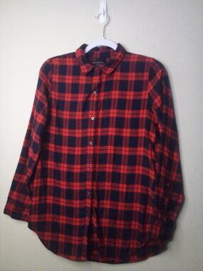 Banana Republic Shirt Women S Button Up Long Sleeve Plaid Red Blue